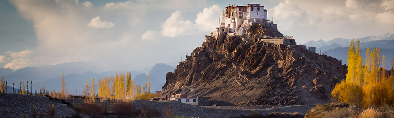 Buddhist monastery of Stakna above Indus river in the Indian Himalaya in late autumn. Stakna, Ladakh, India